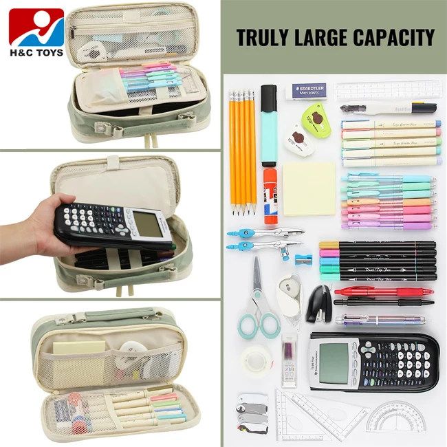 Portable pencil case large capacity minimalist stationery box multi-layer student pencil cases & bags