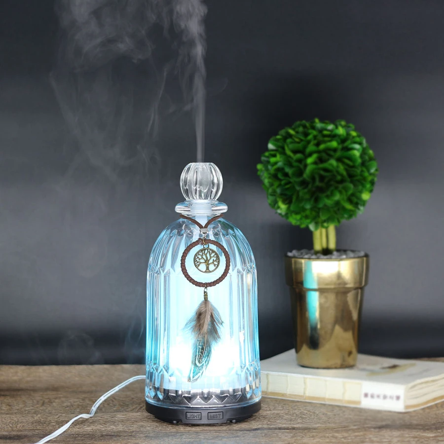 AromaNano Home 120mL 7 Color Changing Light Ultrasonic for Glass Bottle Diffusers Crystal Luxury Scenting Hotel Diffuser