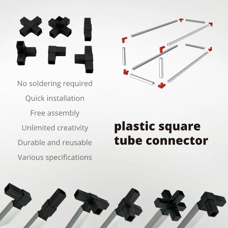 20mm Pvc Pipe Fitting Square Plastic Connector Different Way Pp Material Square Pipe Fittings
