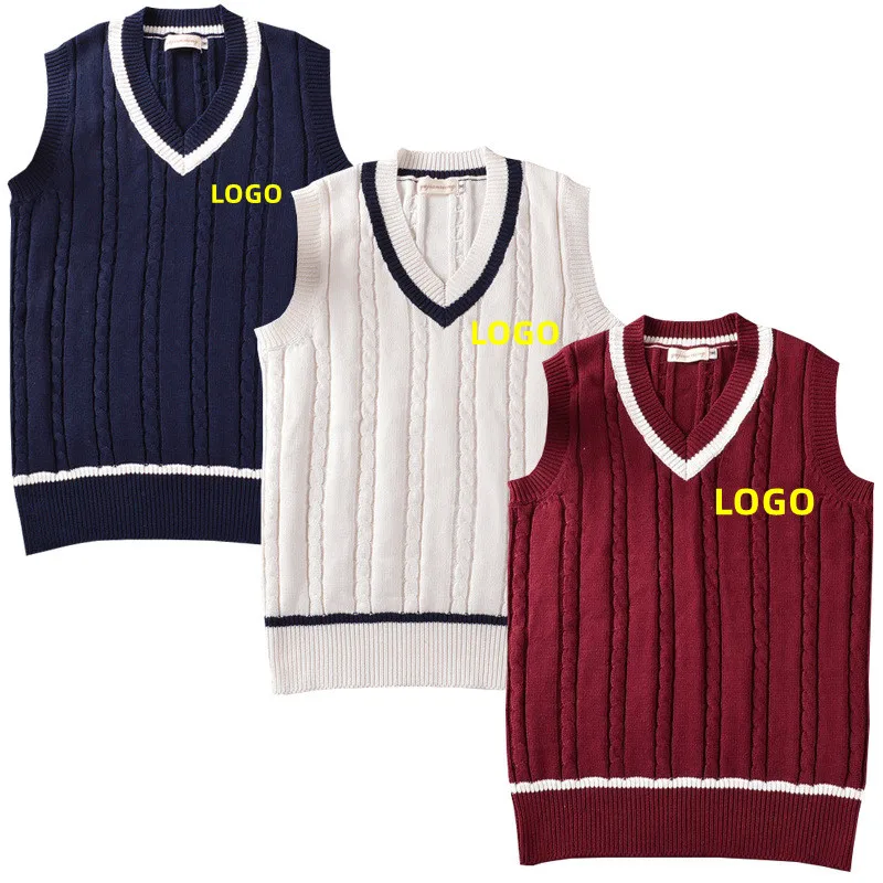 Wholesale high quality Unisex school sweaters vests student uniforms sweaters V-Neck Sweater school uniform