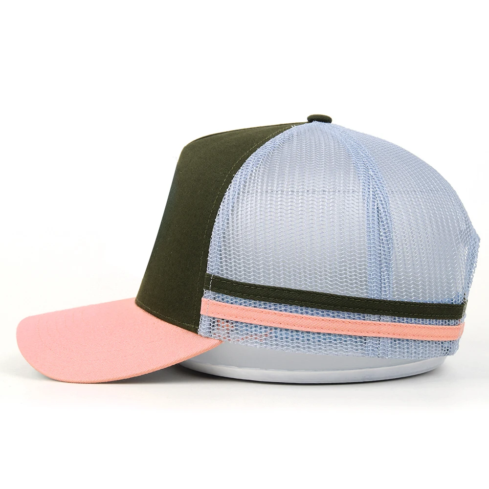 Custom Bulk Australian Quality 5 Panel High Profile Underbrim Printing Structured Cap Gorras Mesh Trucker Hat with print logo