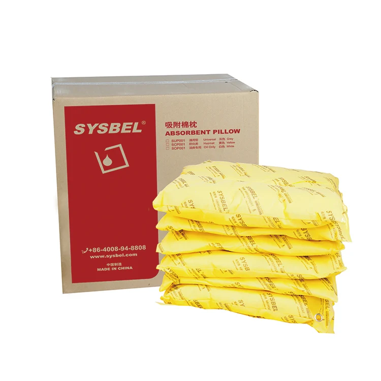 SYSBEL Professional Supply Yellow Chemical Absorbent Pillow Spill Containment Control Kits