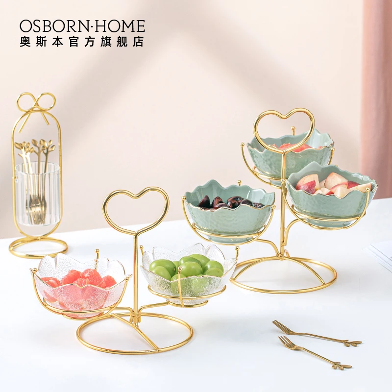 OSBORN Nordic ins style ceramic serving Snack bowls platters glass fruit dishes with rack