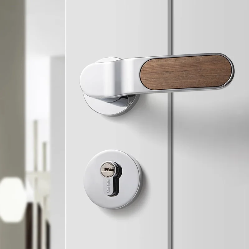 American Style Indoor Bedroom Household Door Lock Black Walnut Wood Silent Magnetic Suction Handle for Window & Bathroom Use