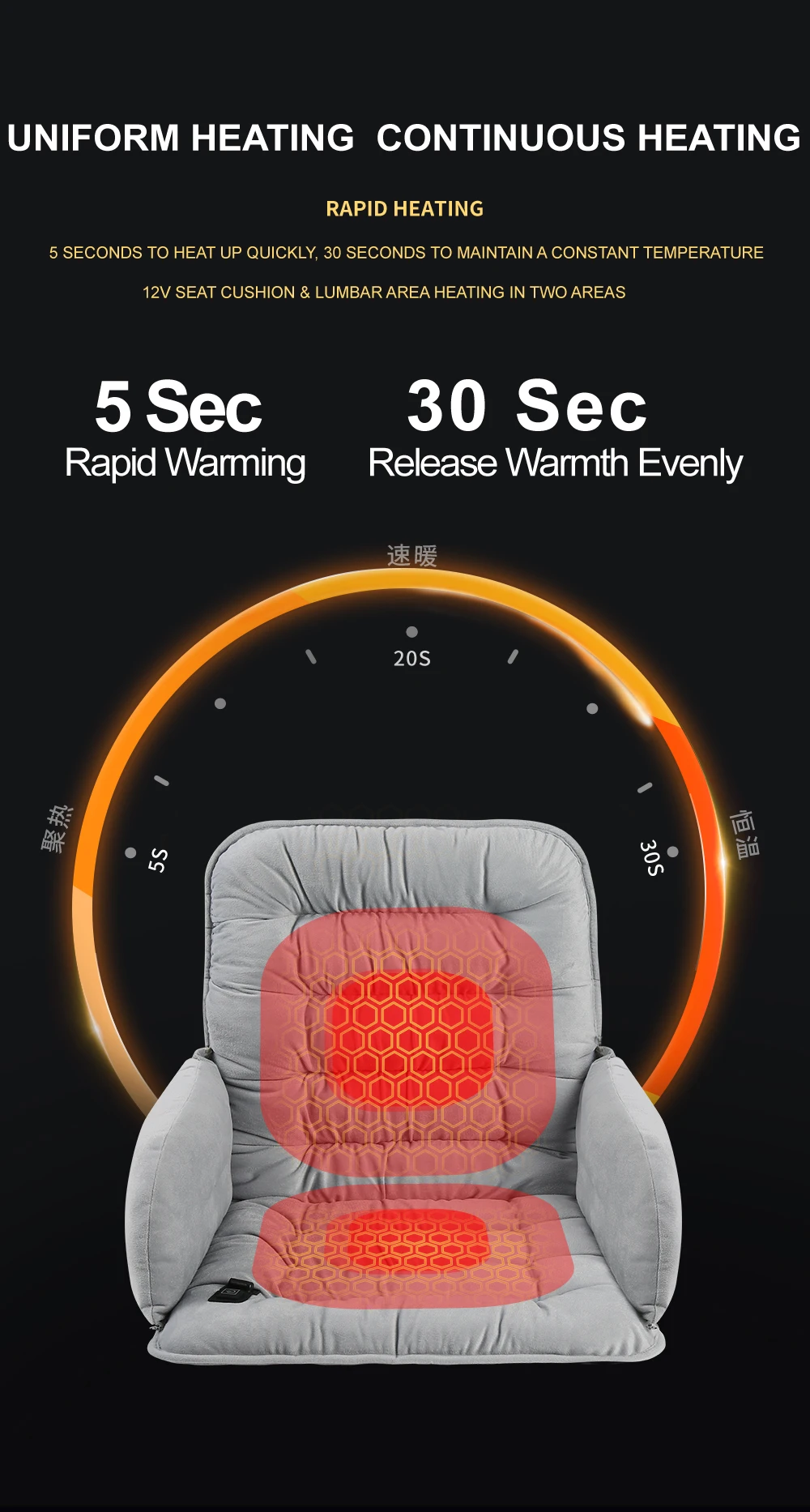 Graphene Heated Seat Cushion Chair Heated Cushion Seat Pad For Home Office Car Cushion Seat