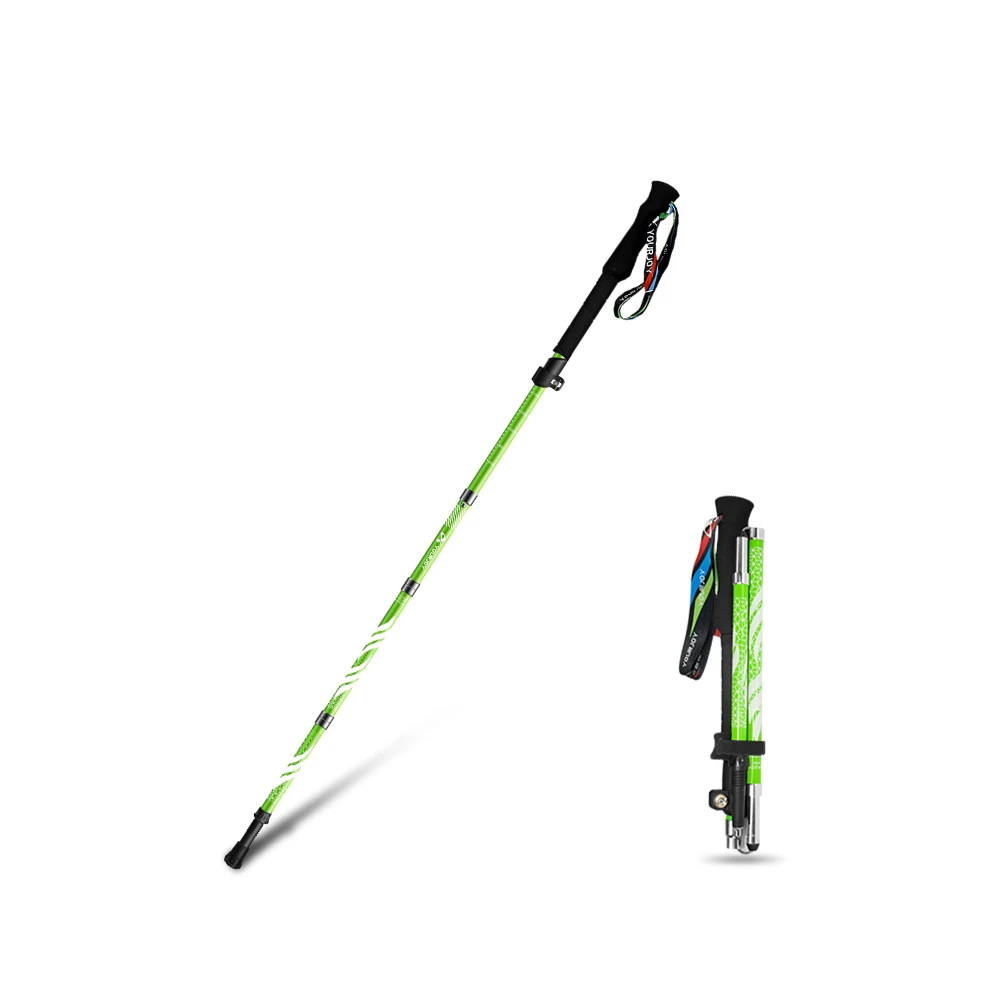 Custom Nordic Cheap Lightweight 5 Sections Collapsible Foldable Aluminum Walking Trekking Stick