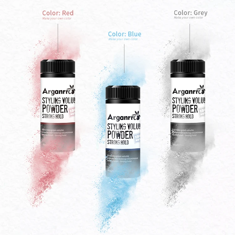Arganrro Private Label Customized Colors And Scents Dust On Hair Root Fluffy Hair Volume Styling Powder