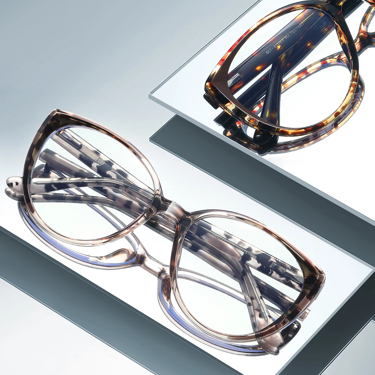 Custom Logo TR90 Women Eyeglasses Frame Acetate Temple Optical Glasses Designer Eyewear