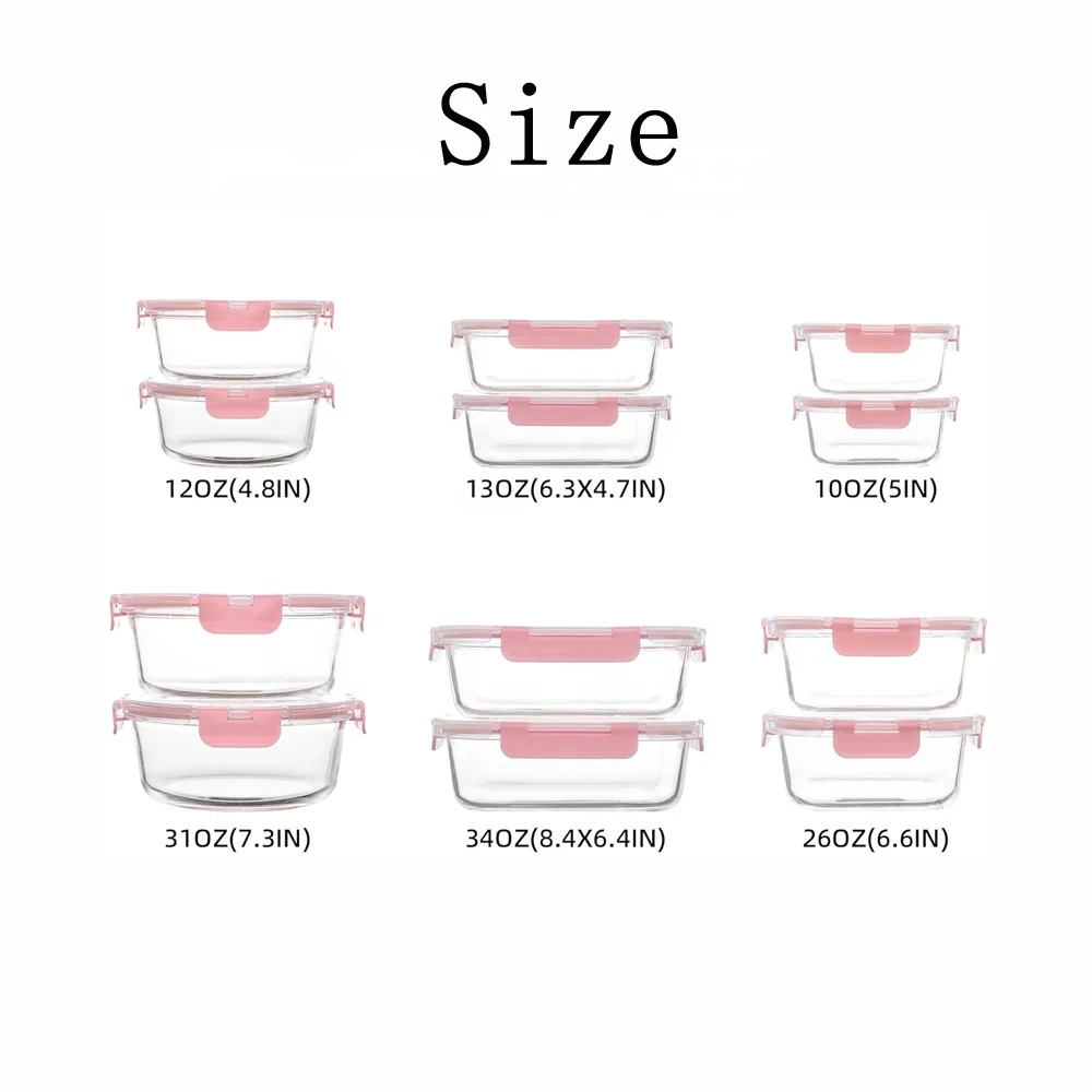 Newly Hinged Locking Lids Glass Lunch Box Kitchen Home Glass Glassware Glass Containers for Food Storage