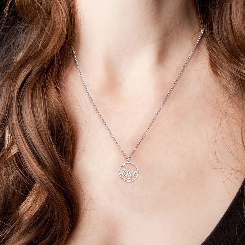 Love statement necklace 925 sterling silver I Love You couples pendant necklace women fine jewelry