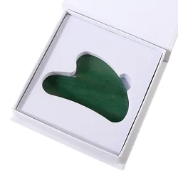 Natural Green Crystal Facial Scraping Massage Tool Aventurine Jade Guasha Stone With Box