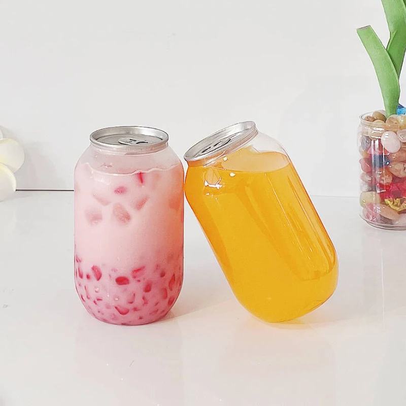 Custom 330ml 500ml Clear Plastic Pet Pop Soda Can Empty Beer Cake Plastic Ring-Pull Pop Cans For Food Canning Easy Open