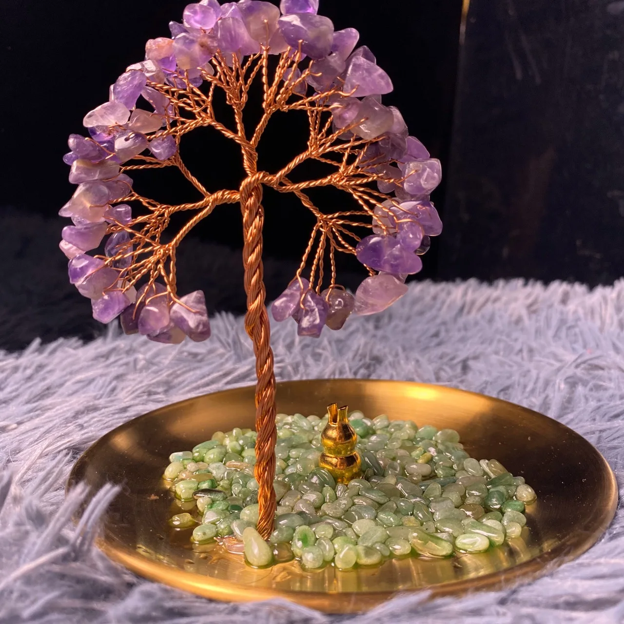 7 Chakra Quartz  Good luck lucky fortune spirit products  colorful Crystal tree  money ornament incense holder