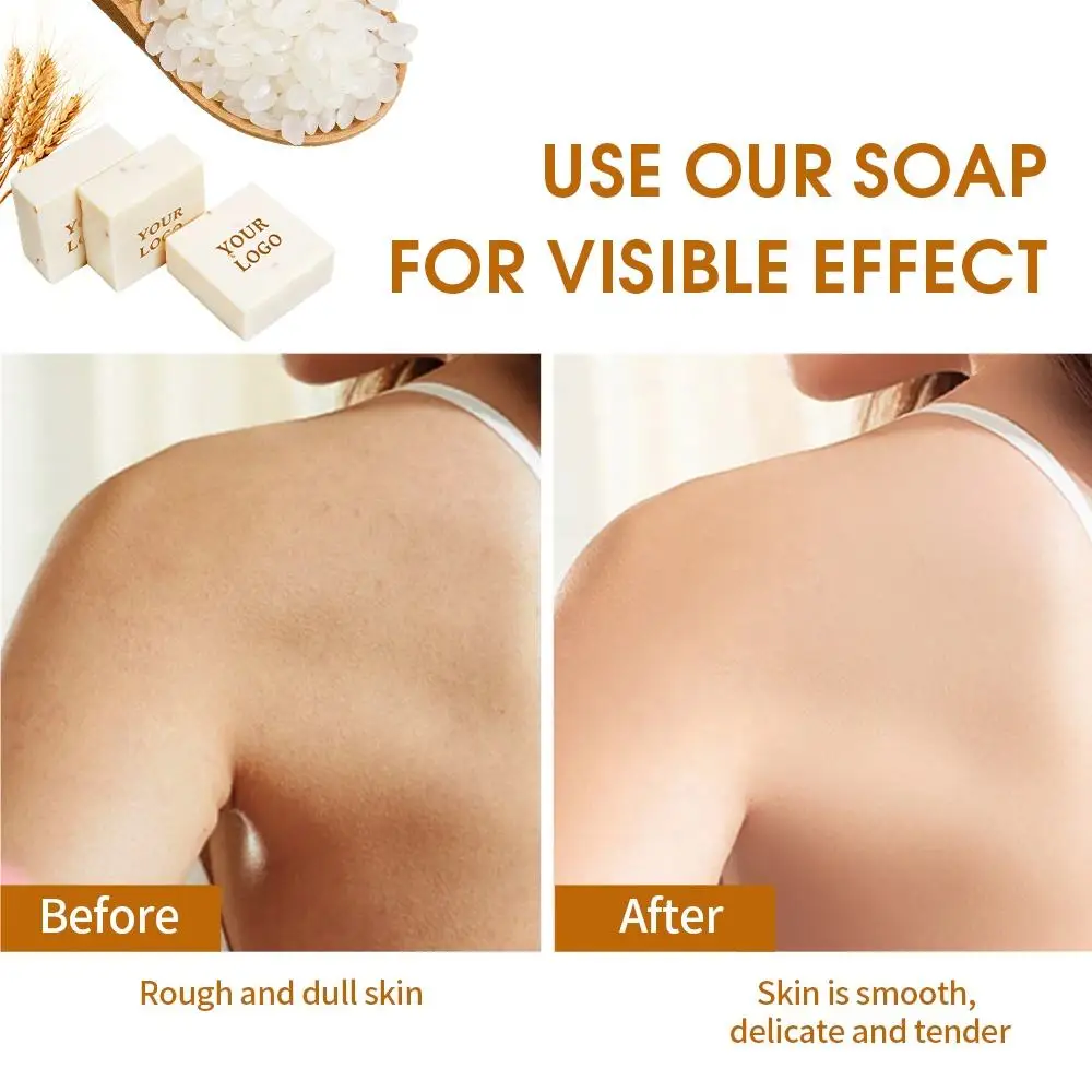 Private Label Natural Organic Bath Soap Cleansing Anti-Inflammatory Whitening Handmade Rice Milk Soap