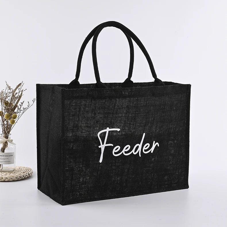 High quality waterproof jute gunny shopping tote beach bag for gifts