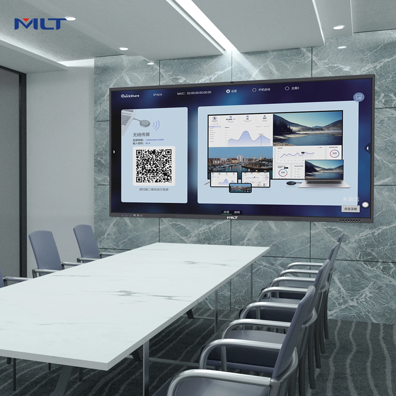 Pen Touch Movable OPS Finger Multi Touch Screen Smart Board LCD 4K Display USB Digital Interactive Whiteboard With Projector