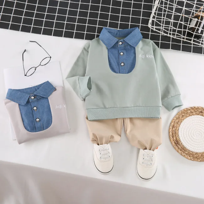 
GLM8683 Children 2021 Spring Kids Clothes Baby Boys Outfits Set T-shirt + Pants Clothing Toddler Boy Boutique Outfits 
