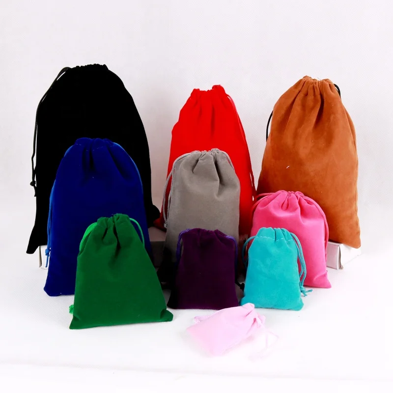 Mini size colorful Jewellery Pouch customized small velvet pink Wedding Gift Bag