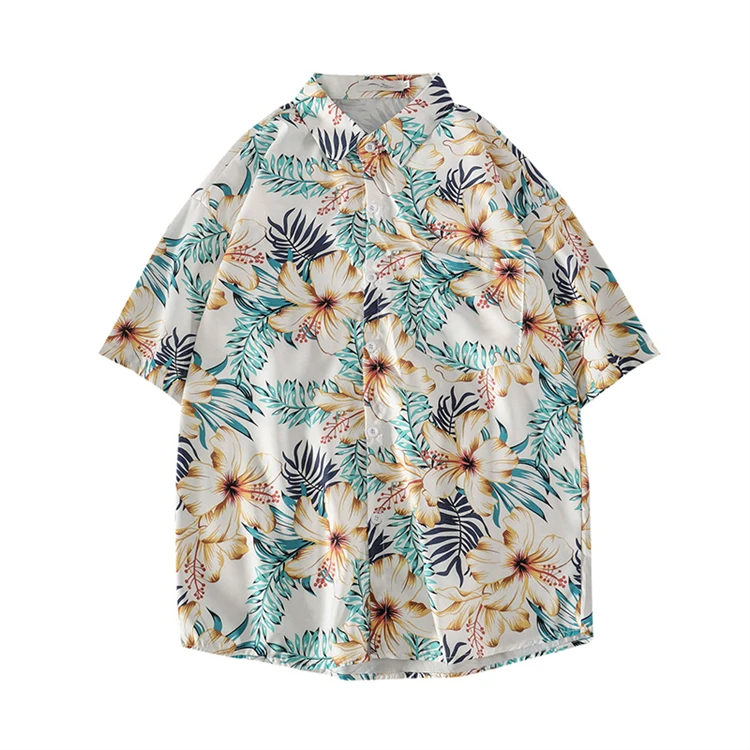 Wholesale Oversized Polyester Shirts Beach Shirt Men Comfortable Hawaiian Shirt