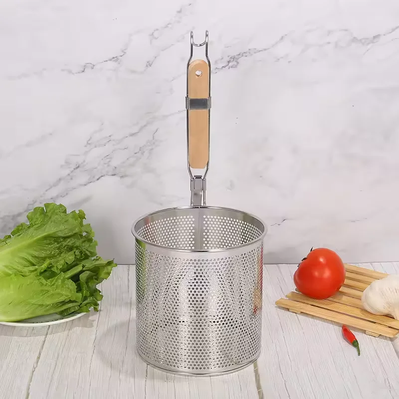 Kitchen Tools Filter Fried Food Noodle Mesh Gadgets Stainless Steel Colander Food Strainer Noodle Strainer with Handle