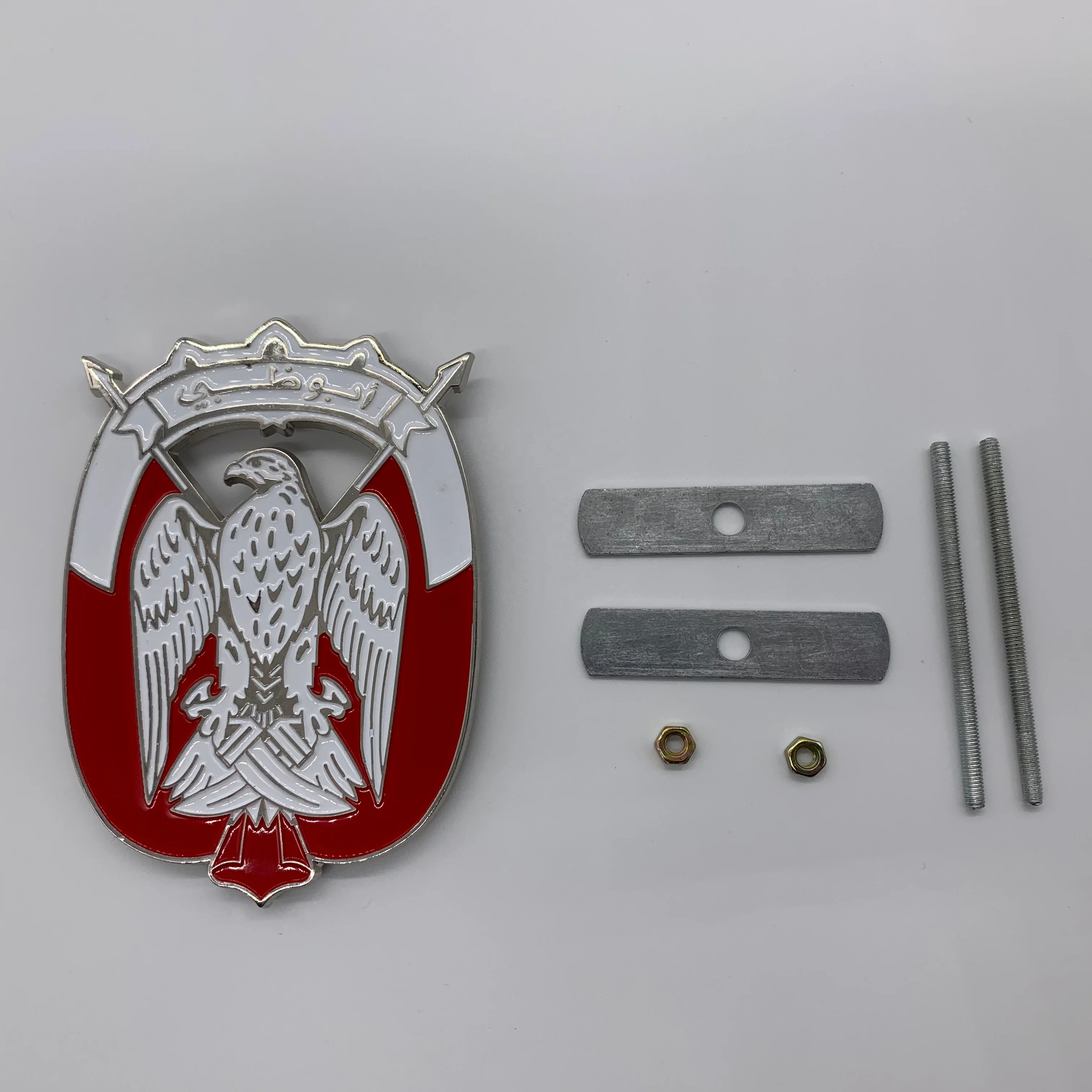 Wholesale hot sale custom UAE Abu Dhabi logo silver car badge