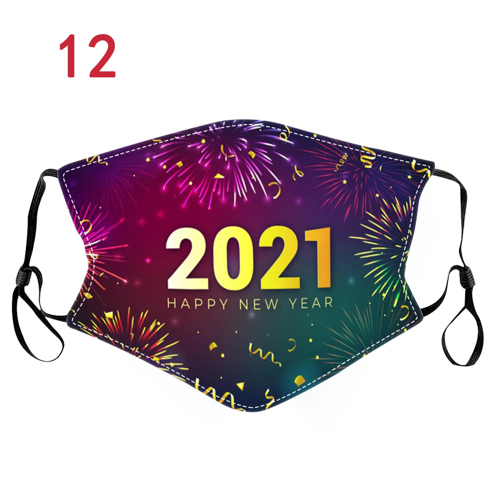 2021 New Year Party Printed Cotton Mask Winter Warm Washable Adult Face Mask