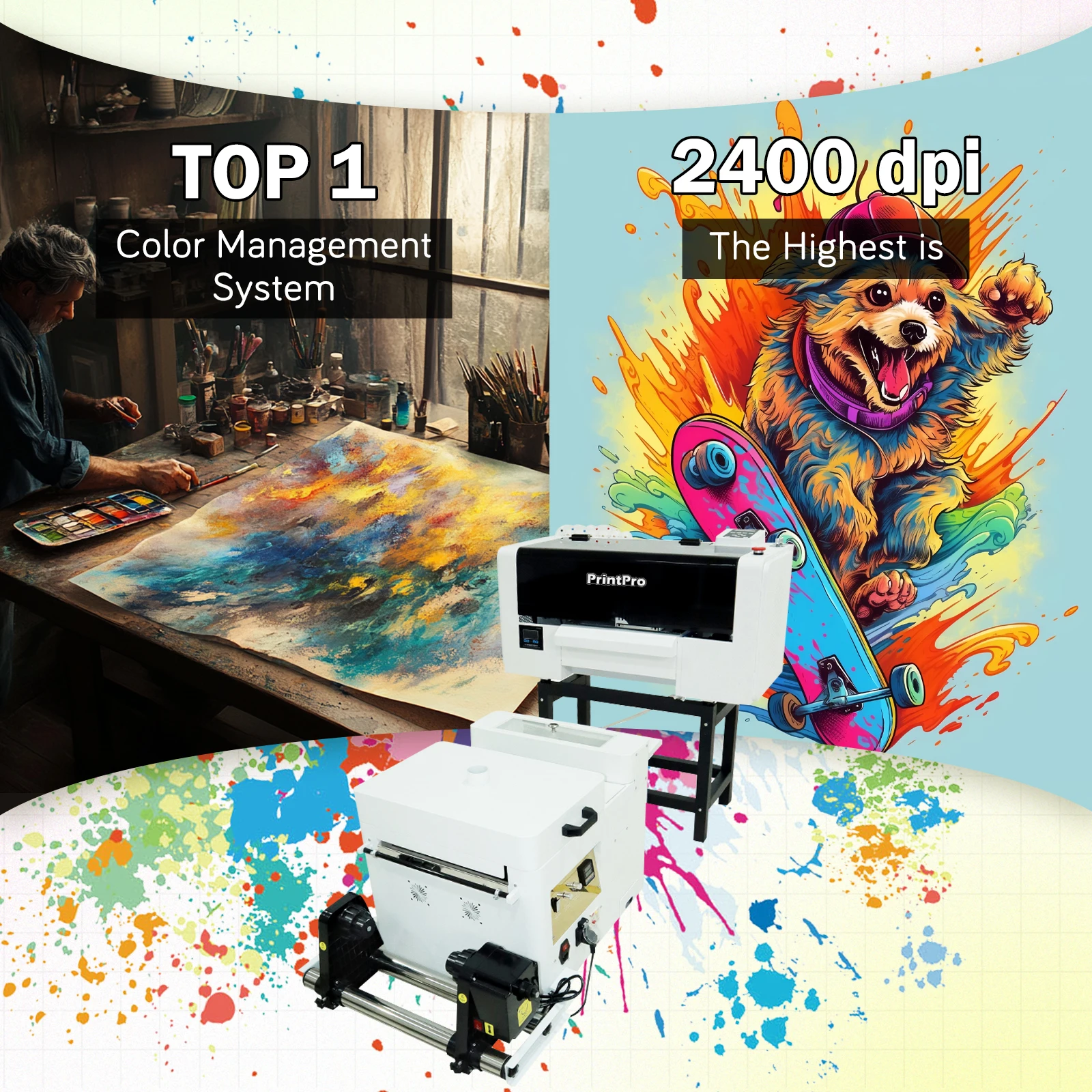 Высококачественные цифровые принтеры 2024 PrintPro DTF принтер для футболок 60 см 4 i3200 переноса пленки с шейкером