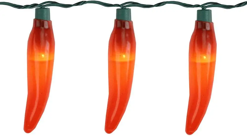 UL Listed 10Ct Orange LED Chili Pepper Summer Patio String Lights