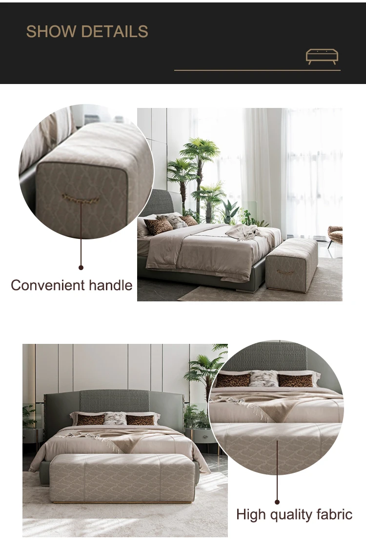 Light Luxury Bedroom Furniture Bed End Stool Bench Solid Wood Frame Leather Luxury Bed End Stool