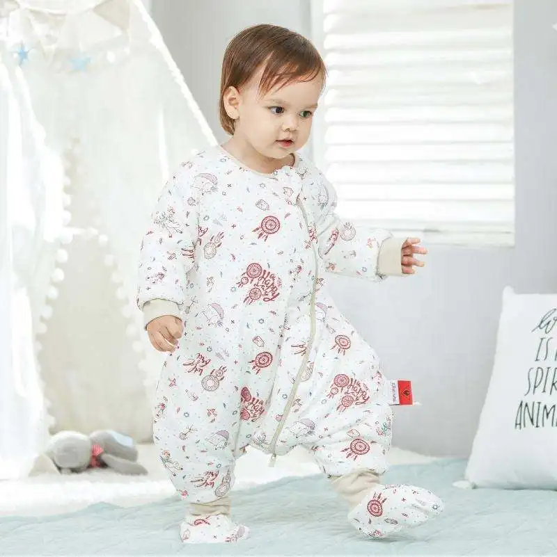 Muslin Tree 100% Cotton Breathable Winter Newborn Baby Wrap Baby Sleeping Bag With Feet
