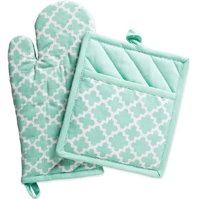 100% Soft Cotton Pot Pad Double Oven Mitts Kitchen Decor Pot Holders Sustainable Reusable High Quality Stylish Ecofriendly