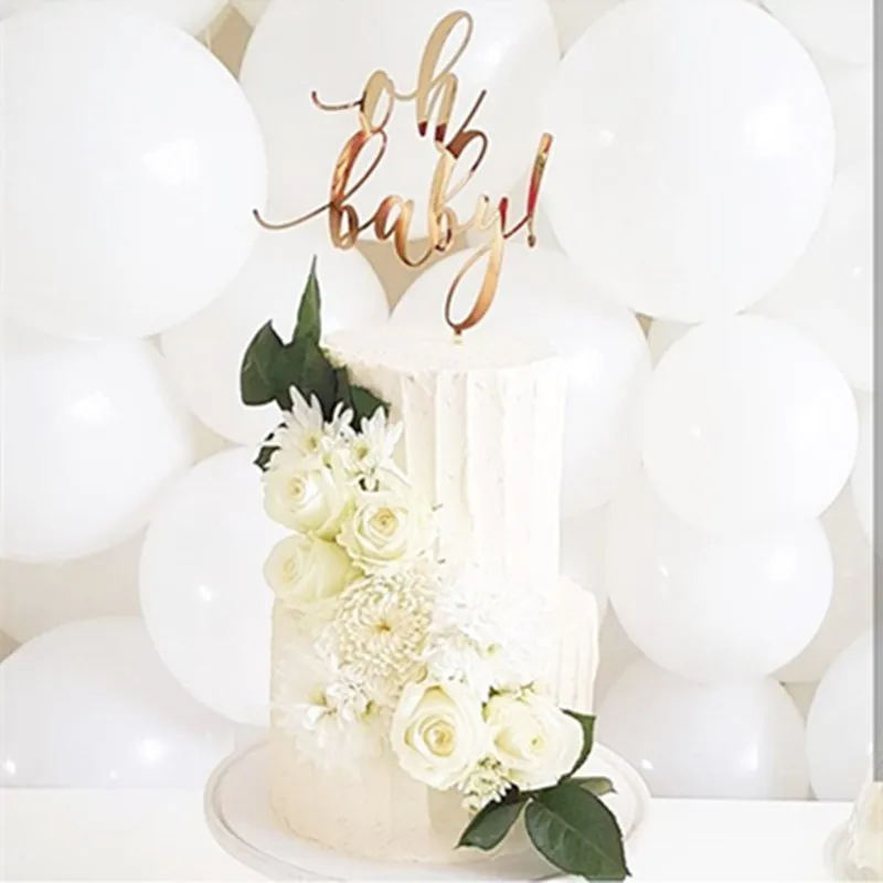 New arrival Rose Gold Acrylic Oh Baby Cake Topper To Celebrate The Baby Shower Anniversary  Party Supplies