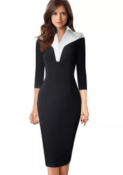 Женское элегантное официальное платье с рукавом до локтя, профессиональные женские деловые платья, недорогое повседневное женское офисное платье