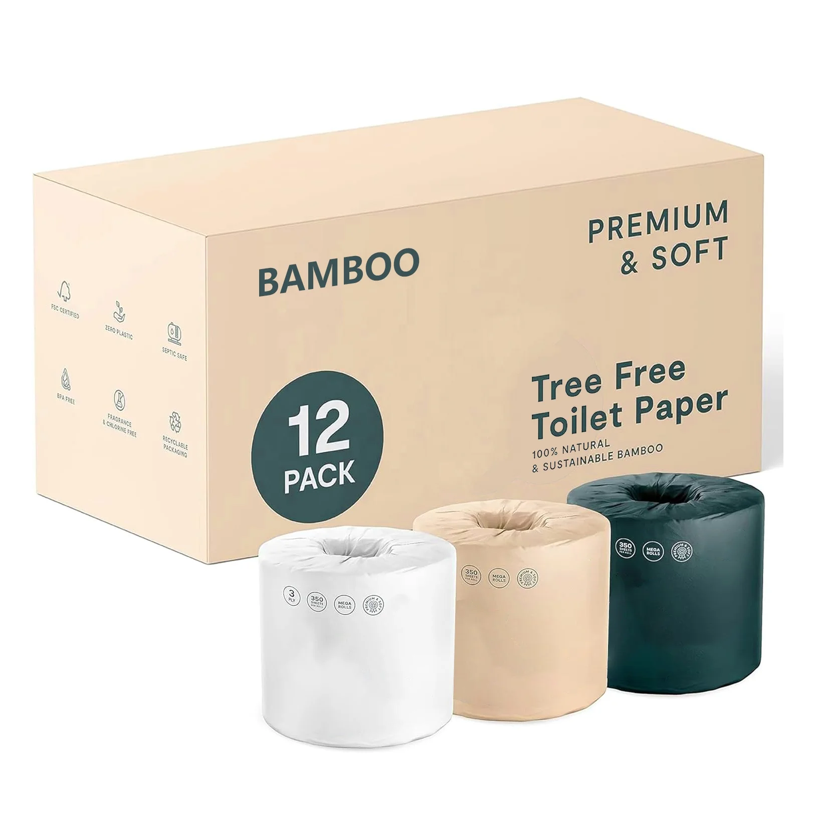 Private Label Biodegradable 3ply Toilet Tissue Bamboo Pulp Toilet Tissue Paper Roll Bathroom Tissue Paper