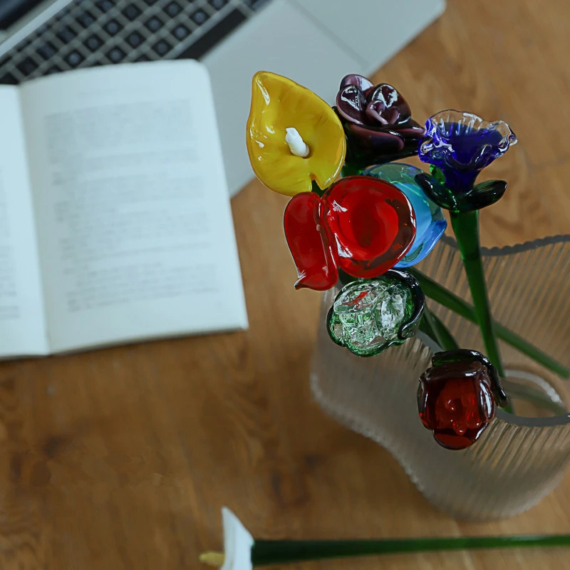 Декоративный стеклянный прекрасный букет цветов вечные Цветы Роза для украшения дома