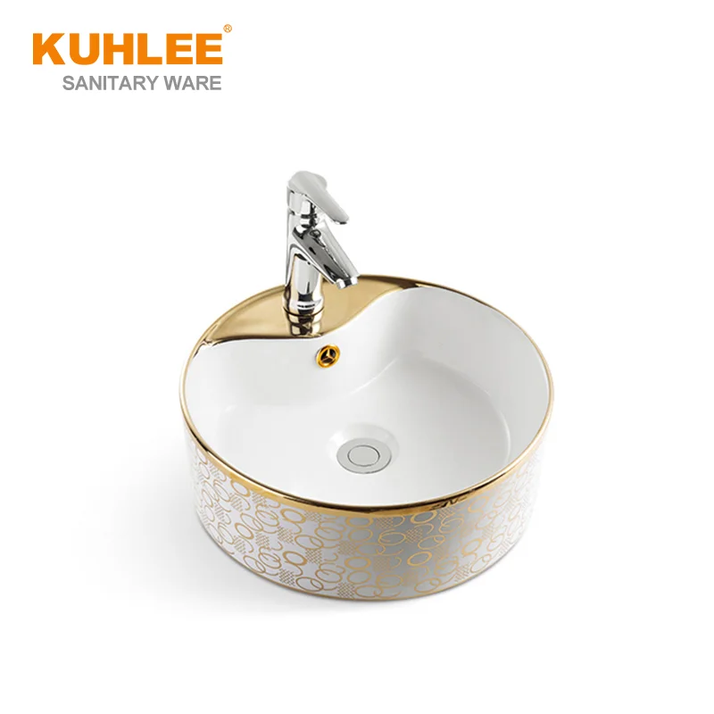 Single Hole Sink Table Top Ceramic Art Basin White Round Shape Hand Wash Bathroom Porcelain Sinks