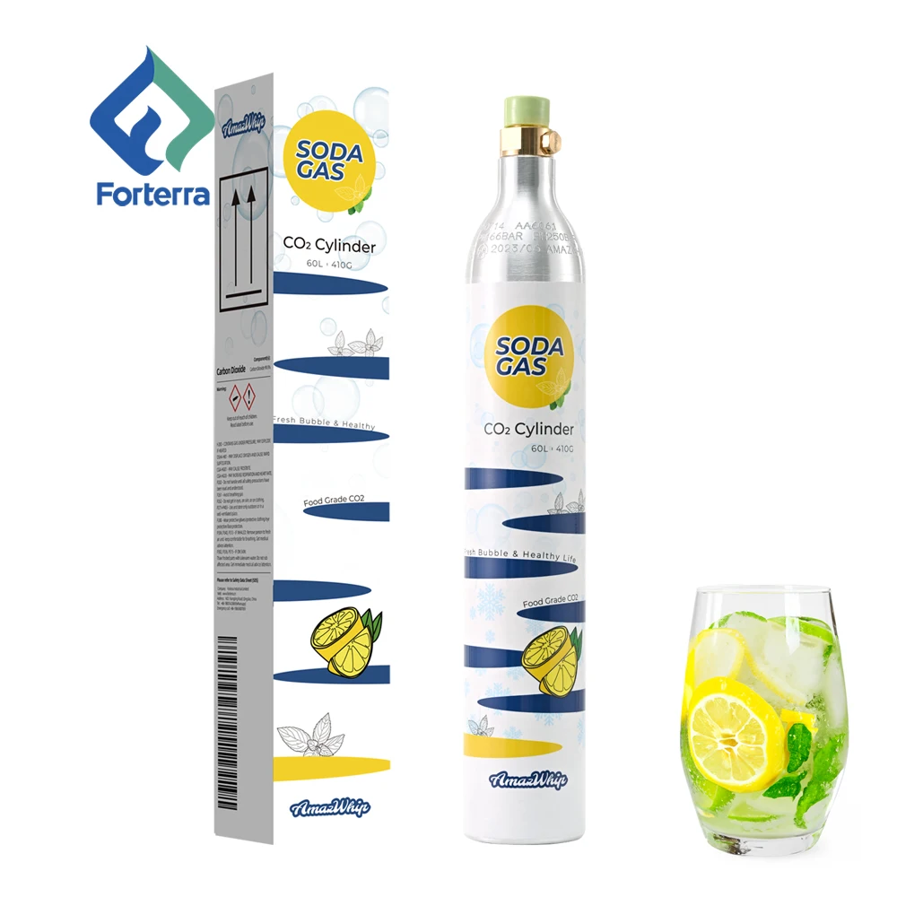 Factory Price Food Grade 425g CO2 Gas Customized 0.6L Aluminum CO2 Cylinder for 60L Soda Maker