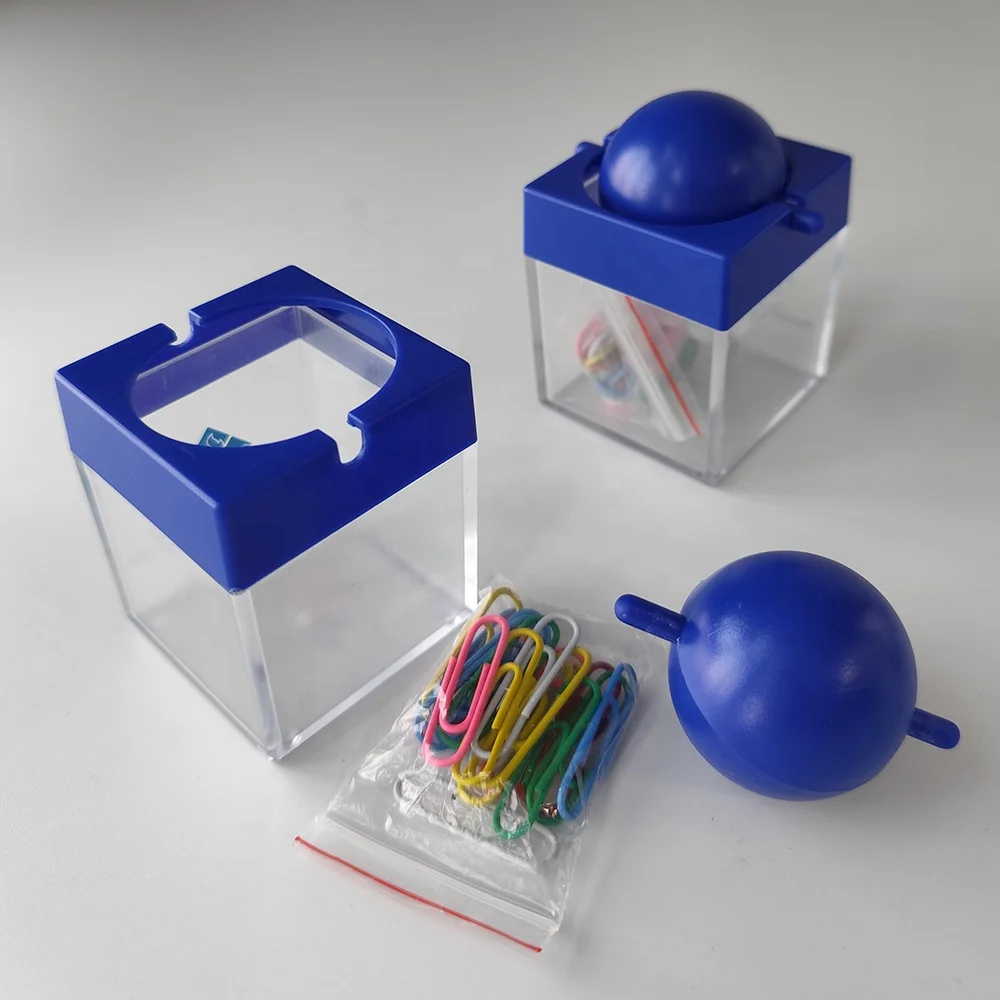 Promotional items ball roller clip dispenser container box magnetic magnet paper clip holder for school office bank gifts
