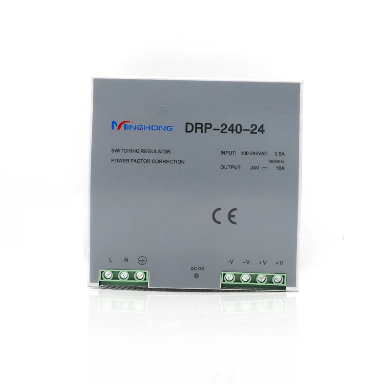 Minghong CE approval Din rail type DR-240-12 240W 12V 20A Din rail power supply for Industrial automation