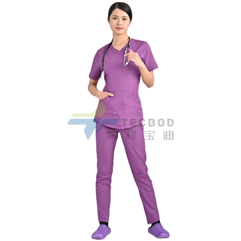 Factory customized scrub anti-wrinkle hospital uniform jacket stretch nursing uniforms medical scrub jackets nurse sets