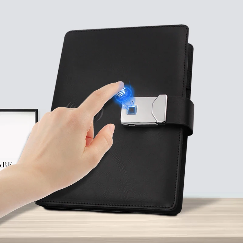 Блокнот Lork с блокировкой по отпечатку пальца, записная книжка с USB-флэш-накопителем на 8000 мАч, внешний аккумулятор a5, цифровой планировщик расписания
