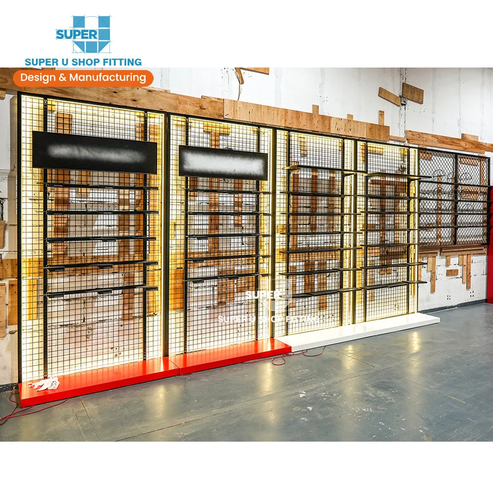 Customized Trendy Sneaker Showroom Decoration Wholesale Footwear Shop Furniture Shoes Display Rack for Retail Shop