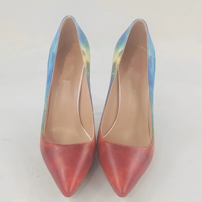 Custom Heel Manufacturer 2021 Spring New Pumps Sexy Stiletto Rainbow Shoes Women