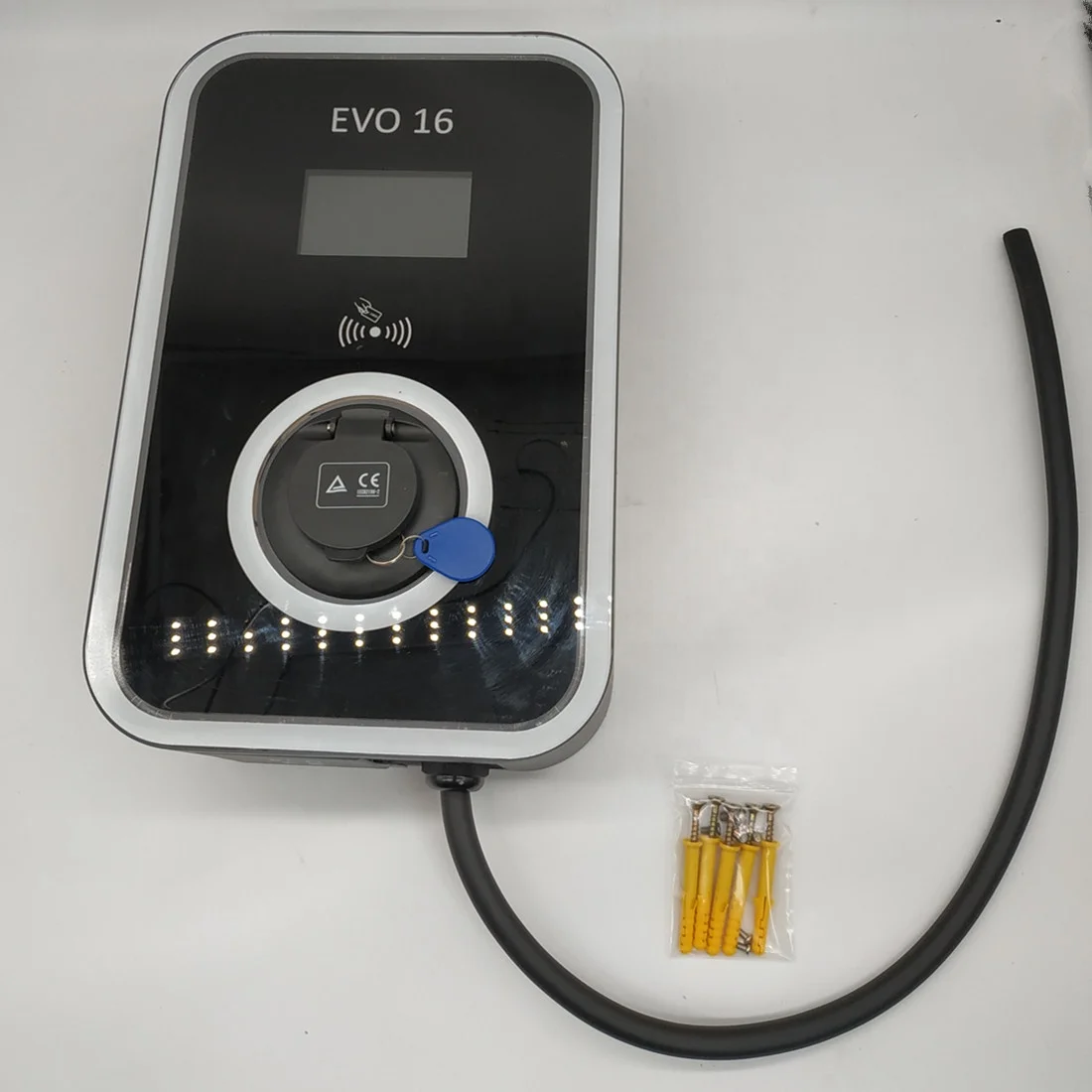 
11KW ev wall charger,16A ev charging pile with type 2 socket,LCD screen and type B RCD,OEM 