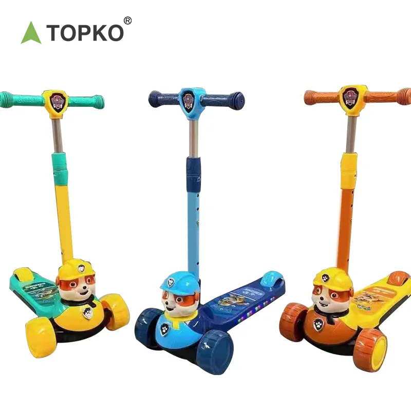 Детский самокат TOPKO с 3 колесами пластиковый для детей регулируемый по высоте детский скутер От 2 до 8 лет Лидер продаж