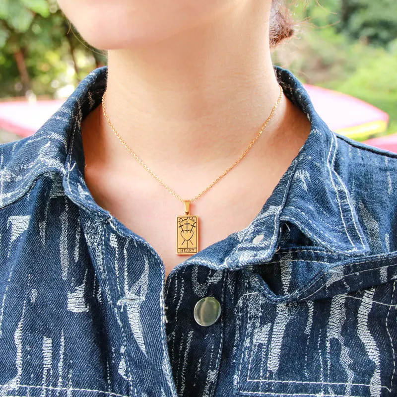 Women men fashion jewelry 2021 stainless steel gold silver amulet tarot card pendant necklace
