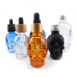 1oz 2oz 120ml spray bottles perfume beard oil 30ml 60ml small clear colour frosted black color shaped skull glass dropper bottle