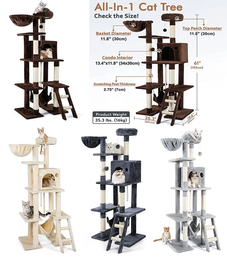 Whole sale price cat tree for indoor cats modern pet activity tower high quality cat tree