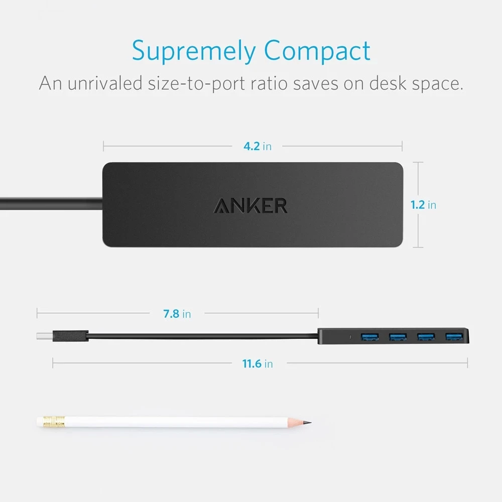 Anker 4-Port USB 3 0 Ультратонкий концентратор данных для Macbook Mac