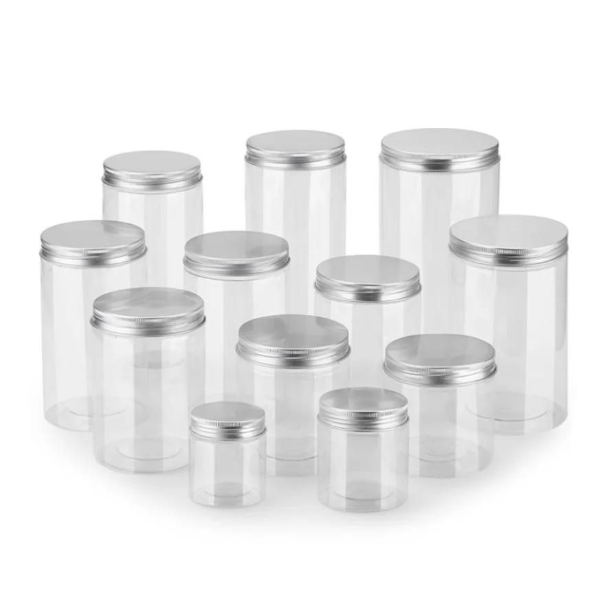 Customized 200 Ml 250 Ml 300 Ml 400 Ml Clear Wide Mouth Cosmetic Containers Plastic Pet Jar with Clear Plastic Lid